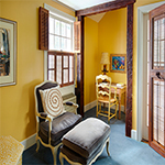 Chair, footstool, and desk