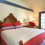 Bed with a decorative headboard