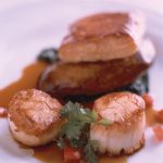 Steak and pan seared scallops